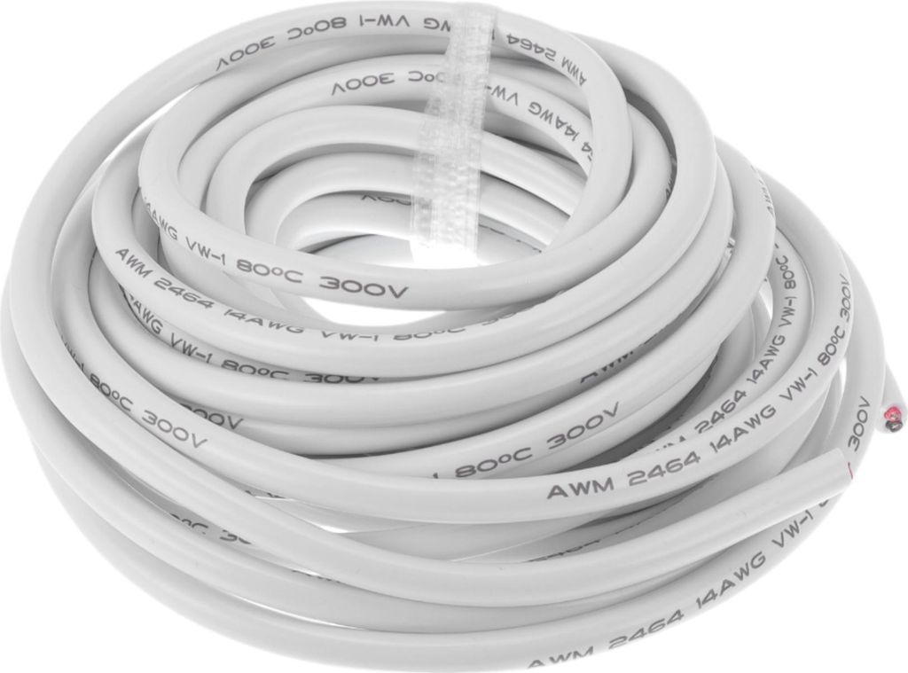 Elektrische Masseleitung Automobil-Stromleitung 30FT Weiß TC 1 Stück 14AWG 2 Leiter Vollständig isoliert & Soft-Touch-Mantel Universal