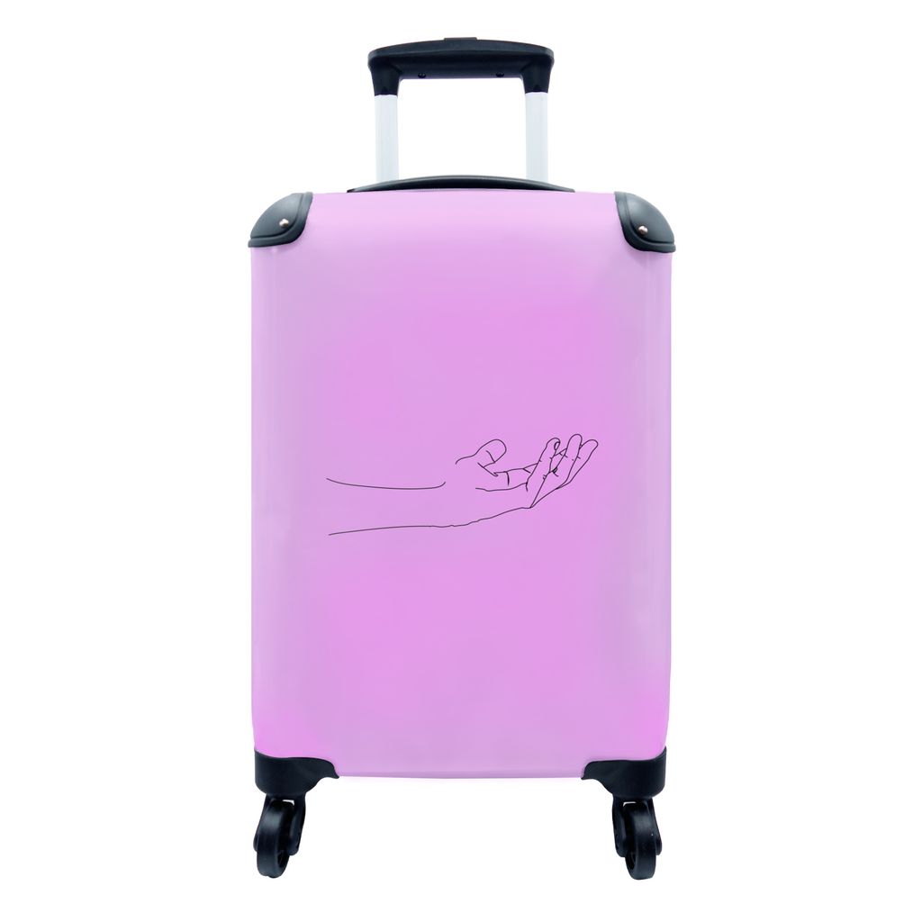 MuchoWow Koffer Handgepäck Trolley Rollkoffer Kleine Reisekoffer mit 4 Rollen - Strichzeichnung - Hand - Körper - Cabin Size < 55x40x23 cm & 55...