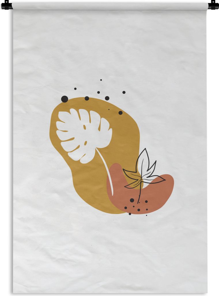 MuchoWow Wandteppich Wandbehang Monstera - Blätter - Abstrakt - Tropisch 90x135 cm Tapisserie Dekoration Wandtuch - Baumwolle - Wandskulptur