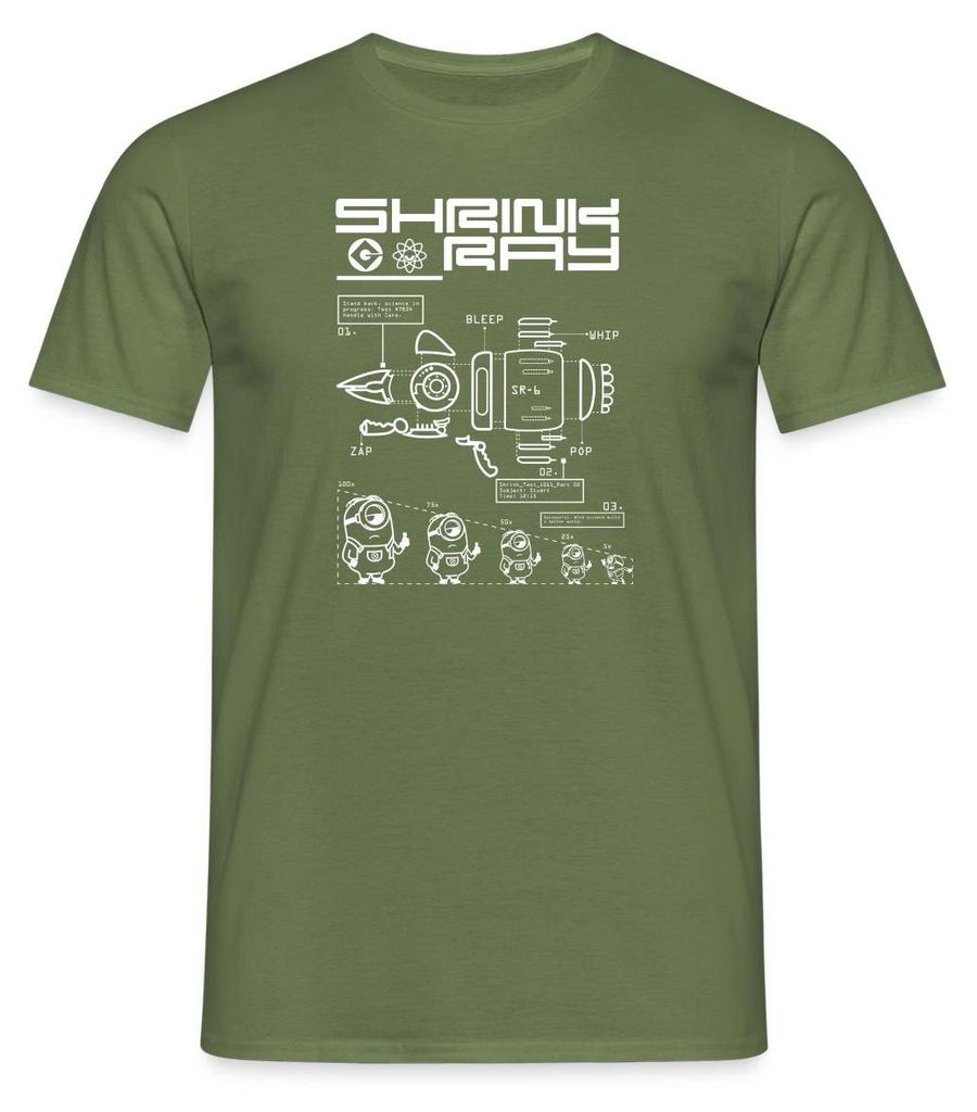 Spreadshirt Minions Bauplan Schrumpfstrahler Despicable Me Männer T-Shirt, XL, Militärgrün