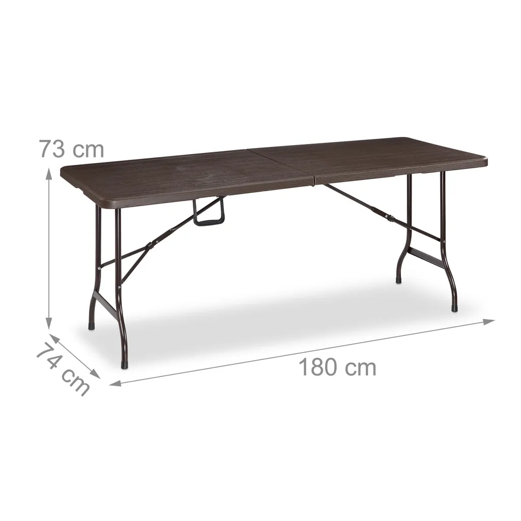 Table de terrasse pliante aspect bois résistante aux intempéries 180cm - 4