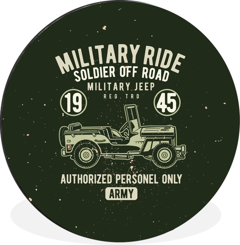 MuchoWow Aluminium Wandkreis Mancave - Auto - Jeep - Oldtimer Ø 90 cm Wanddeko Modern Wohnzimmer - Mauerkreis - Wandbilder - Runde Bild - Bild a...