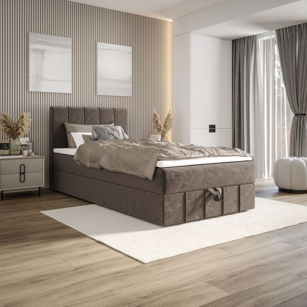 Jednolôžková boxspringová posteľ 120x200 MADLEN 1 - hnedá Obrázok produktu 