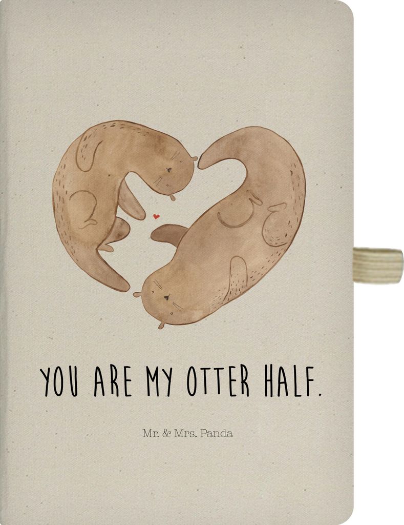 Mr. & Mrs. Panda notizbuch Otter Herz - Transparent - Geschenk, Kladde, Liebe, Schreibheft, Journal, Reisetagebuch, Hochzeitstag, Adressbuch