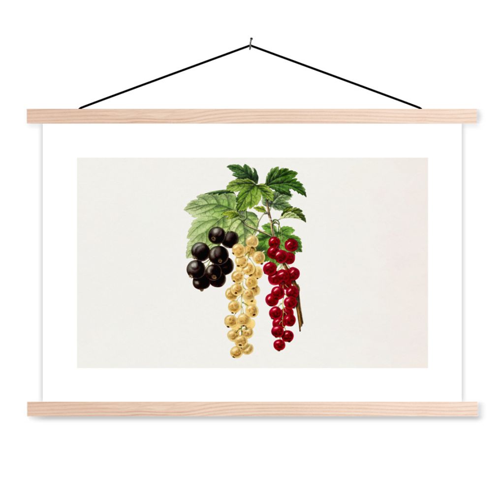 MuchoWow Textilposter Lebensmittel - Beeren - Obst 60x40 cm mit holzfarbenen Rahmen - Bilder