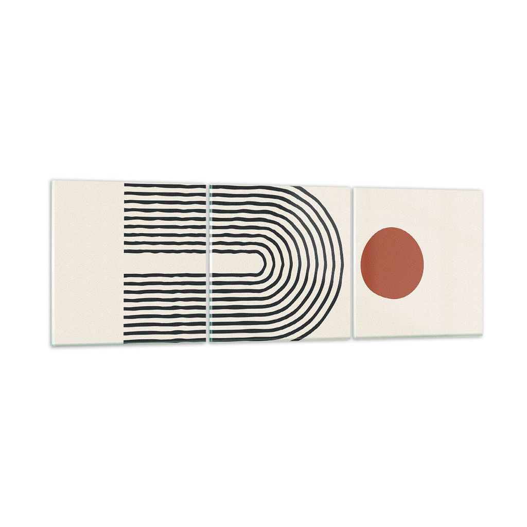 Bilder auf glas - 3 Teile - Abstraktion Grafik Linien - 120x40cm - Glasbilder - Wandbilder - Bilder - zum Aufhängen bereit - Wanddekoration aus Gl...