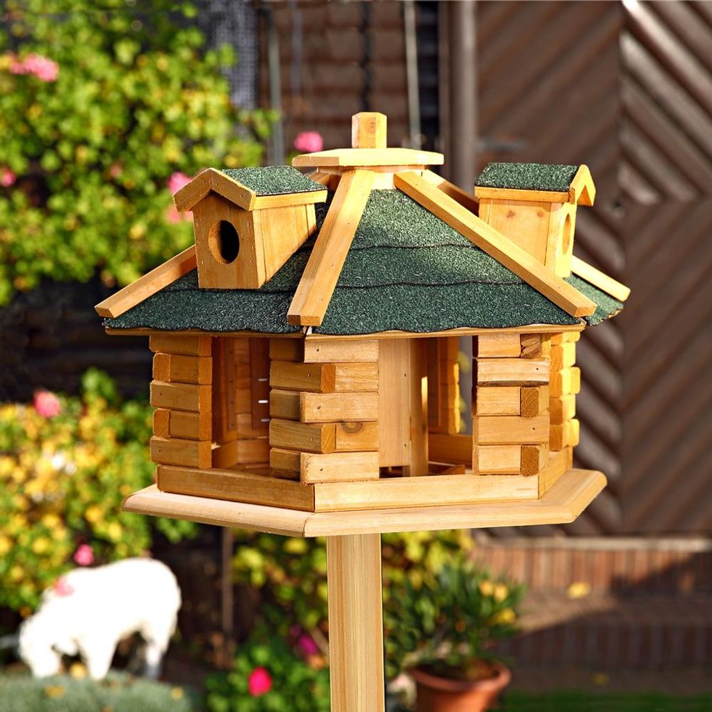 Vogelhäuschen aus Holz Vogelhaus auch mit Ständer Vogel Futter Haus zum Garten 