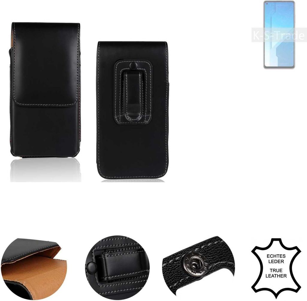 K-S-Trade Holster Gürteltasche Handy Hülle Schutzhülle kompatibel mit Huawei Honor Play 4 5G Handyhülle Leder schwarz, 1x