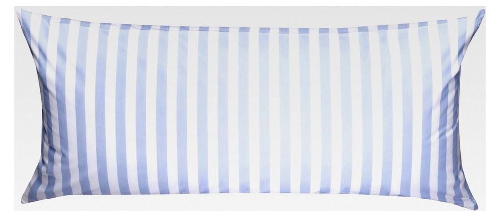 Mako Batist/Mako Perkal Landhaus Bettwäsche Streifen Oslo (40 cm x 80 cm Kissen, Blau - Streifen)