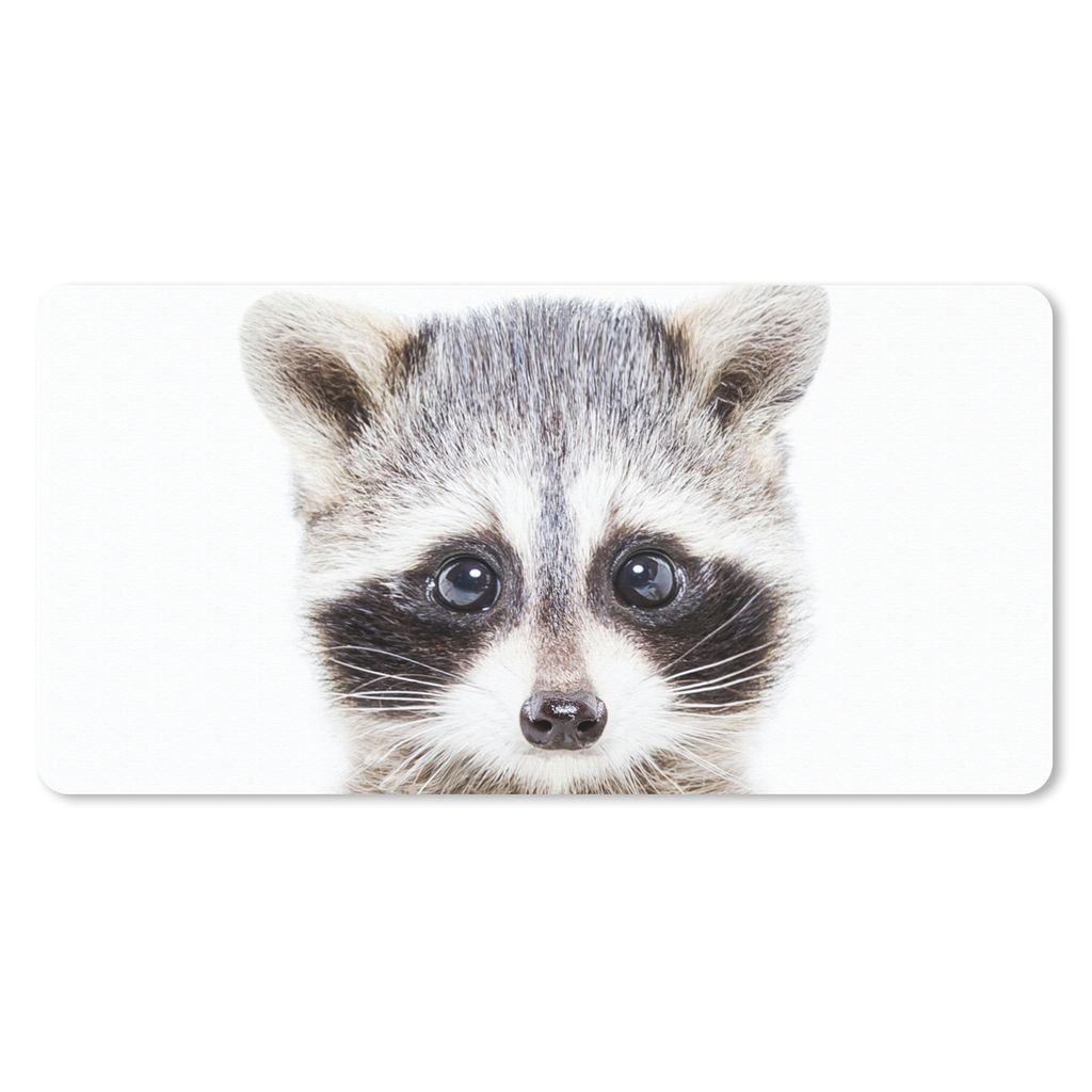 MuchoWow Mauspad Mousepad Waschbär - Tiere - Natur - Weiß 60x30 cm - Mousepads - Maus Mat - Pad - Mausunterlage - Nachhaltig