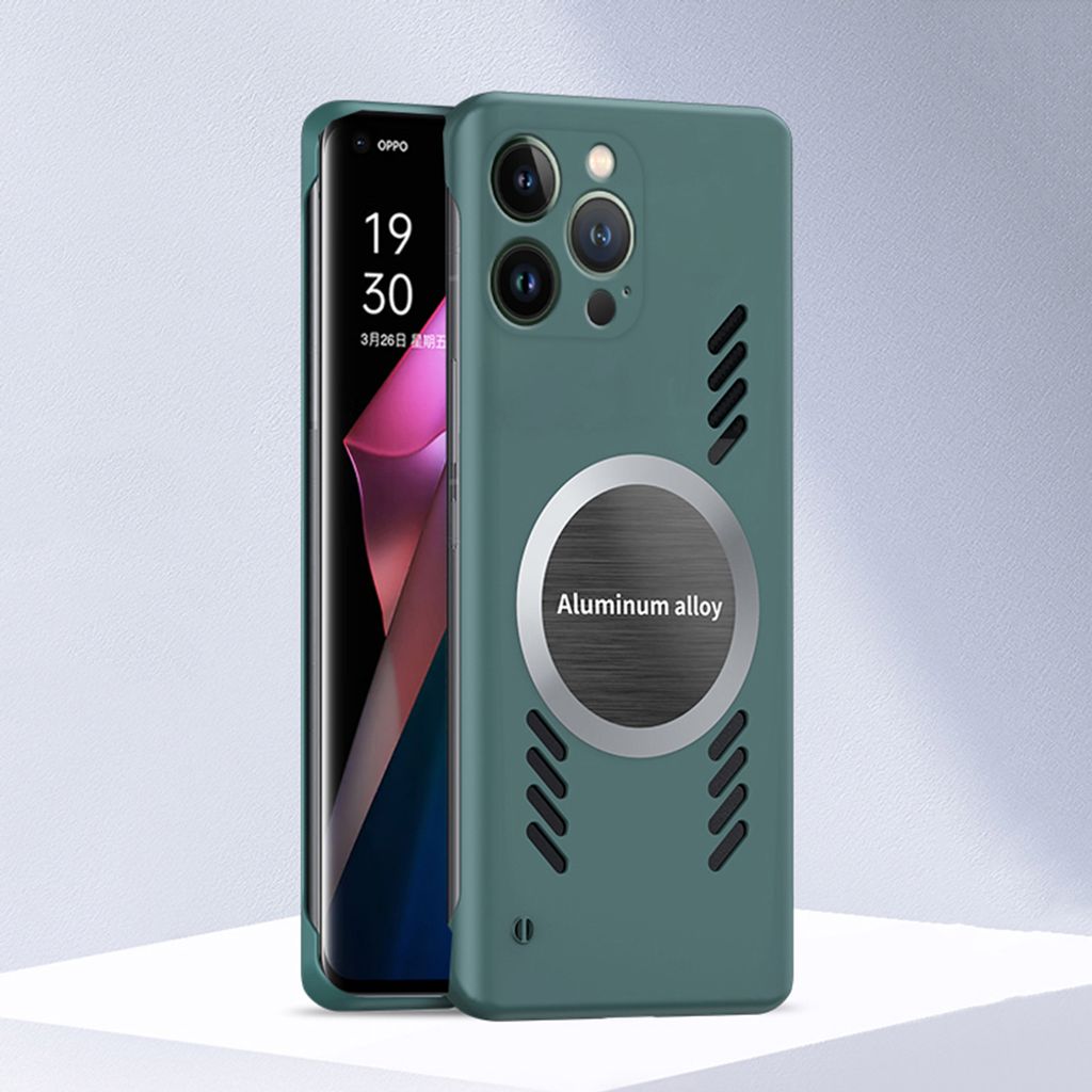 iPhone 14 Pro Hülle, Frameless PC Matt Kühlabdeckung Loch Wärmeableitung Schutzhülle für iPhone 14 Pro Grün