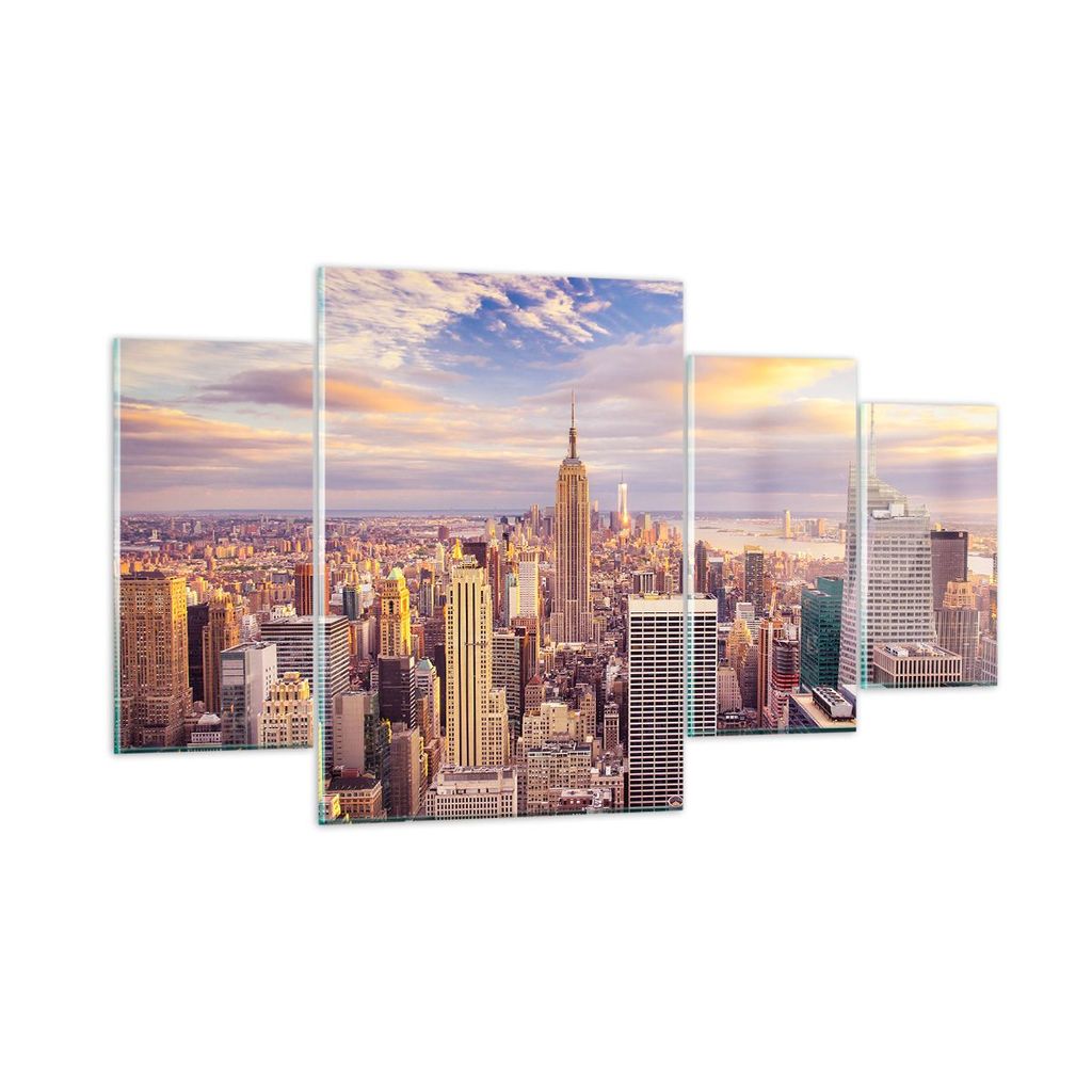 Bilder auf glas - New York Stadt - 160x90cm - Glasbilder - Wandbilder - Kunstdruck - zum Aufhängen bereit - Wanddekoration aus Glas - Glas Bilder ...