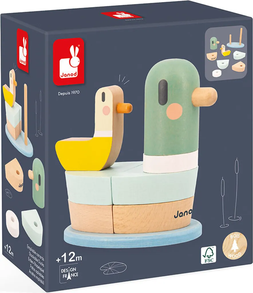 Jouet éducatif Canard Sweet Cocoon Janod en bois certifié durable