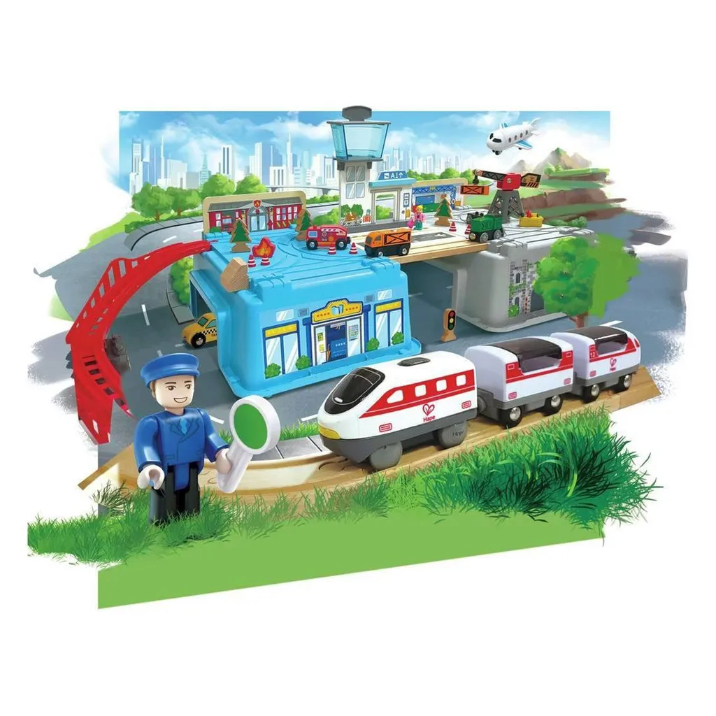 Jouet train paysage urbain boîte de rangement E3773 facile à ranger