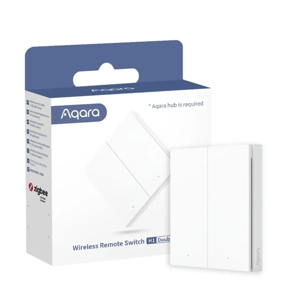 Commande Murale Double Sans Fil Aqara H1 Zigbee 3.0 pour Maison Connectée