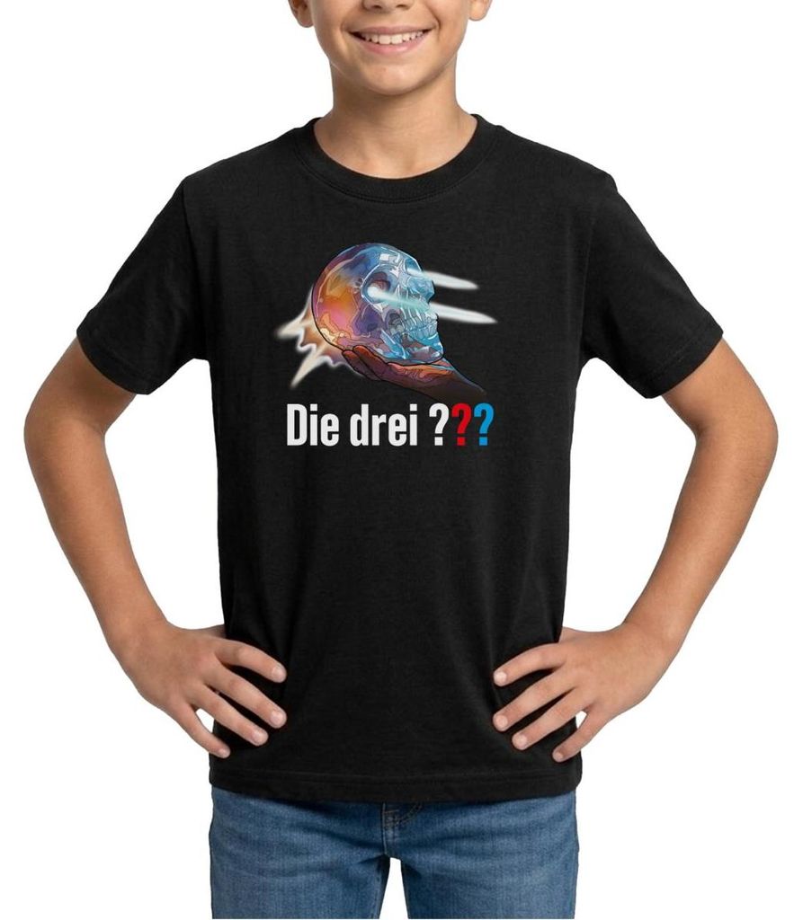 Spreadshirt Die Drei Fragezeichen Der Kristallschädel Teenager T-Shirt, 152/164 (12-14 Jahre), Schwarz
