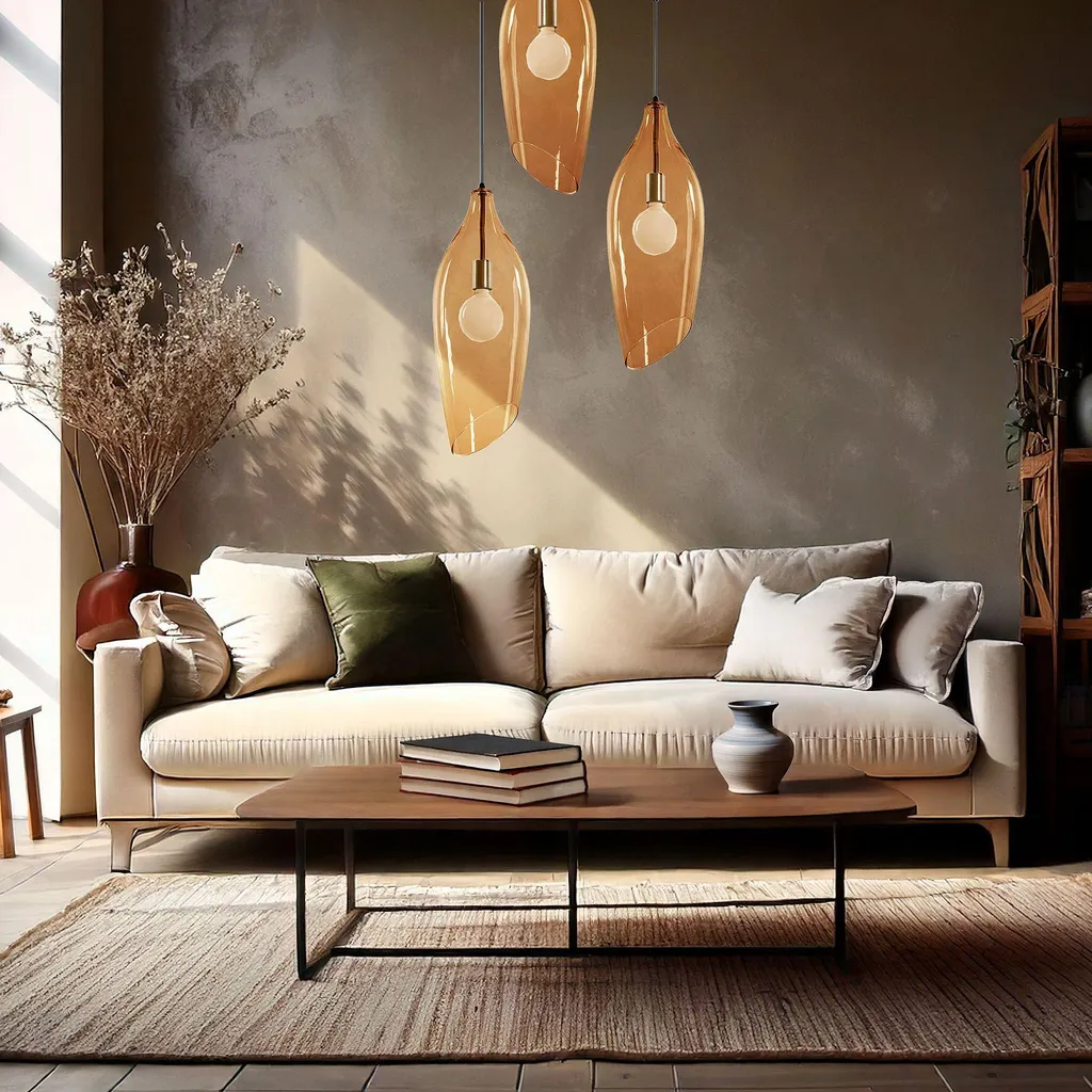 Suspension Toolight APP892-1CP en verre transparent style moderne chic