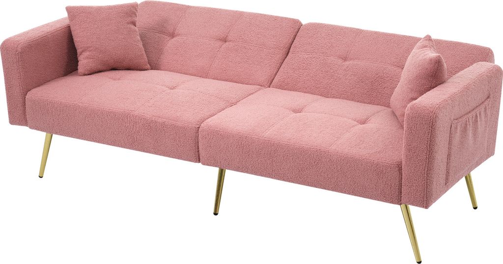okwish Klappbares Schlafsofa Daybett mit Schlaffunktion,Gästebett Couch Sofa Bettsofa mit Großer Liegefläche, Polstersofa mit Kissen und seitlic...