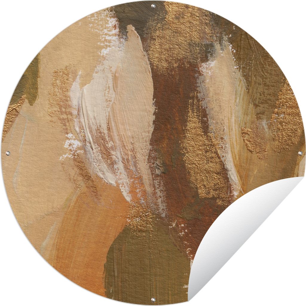 MuchoWow Gartenposter Outdoor-Poster Rund Farbe - Gold - Herbst Ø 150 cm Gartendeko Rundes Poster draußen