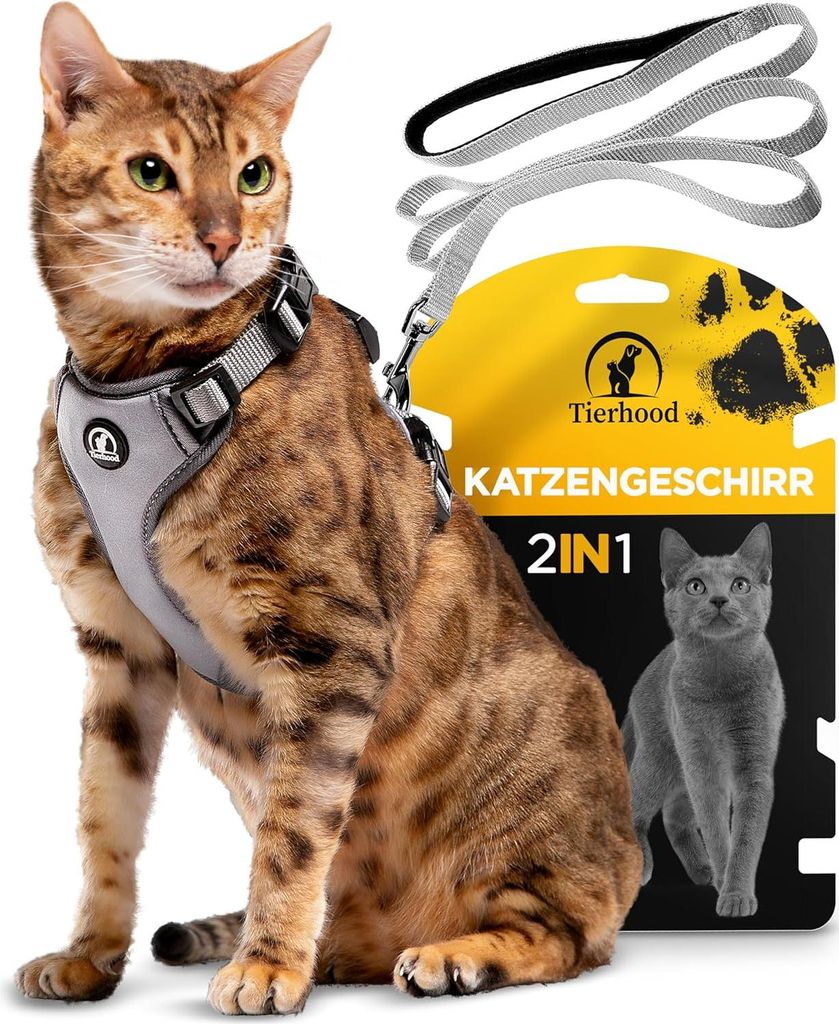 Katzengeschirr mit Leine - Orange S (22-27 cm) (31-41 cm) - für kleine Katzen Katzengeschirr mit Laufleine