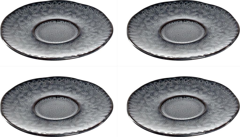 Leonardo Matera Unterteller 4-er Set, spülmaschinengeeignete Steingut-Unterteller für Espressotassen, 4 Keramik-Untertassen, Ø 11 cm, grau, 018599