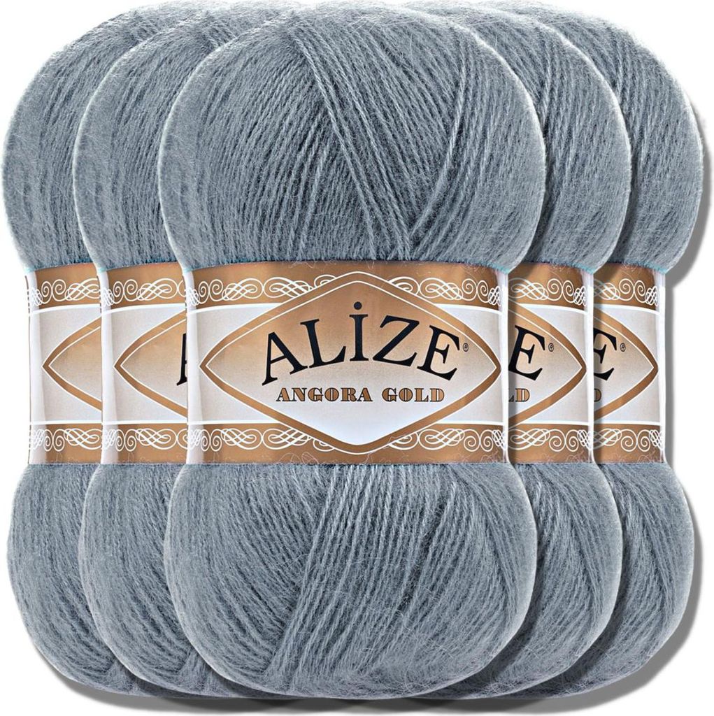 Alize 5 x 100 g de laine Angora Gold, unie, crochet, tricot Image du produit 