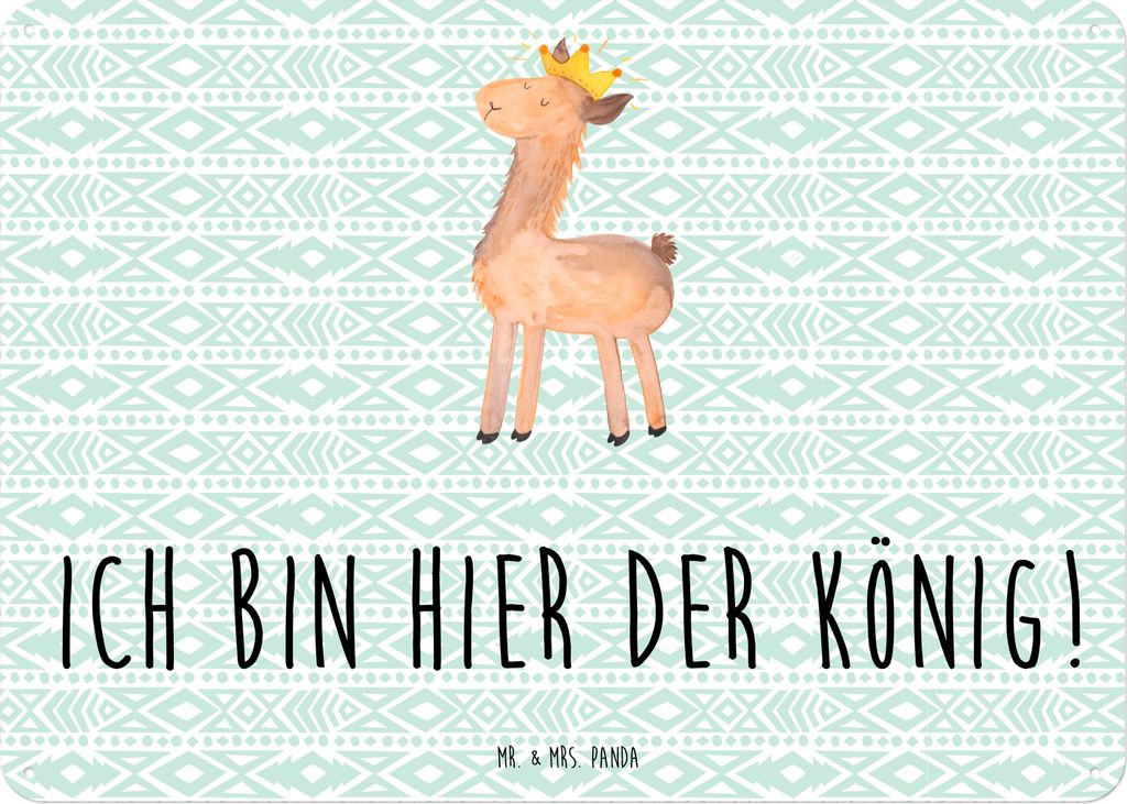 Mr. & Mrs. Panda tafel Lama König DIN A5 - Aztekenblau - Geschenk, Blechschild, Kollegin, Metallbild, Schild, Wandbild, Mama, Retro, Freundin, Abi...