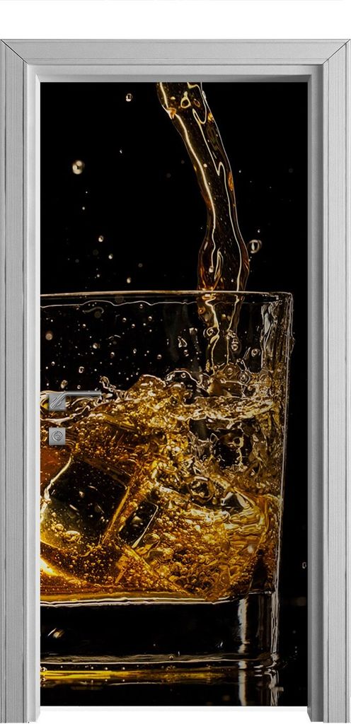Tür Selbstklebende 90x210 cm Türfolie Türtapete Klebefolie - Whisky Glas