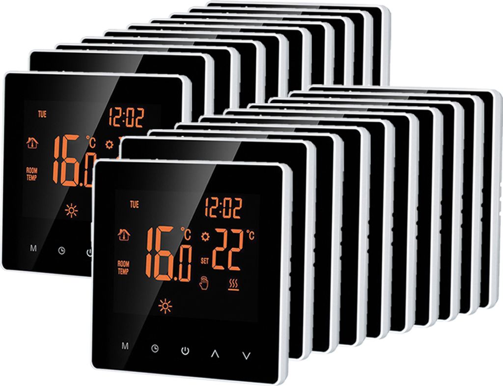 20X Smart Raumthermostat Thermostat, elektrische Fußbodenheizung LCD Touchscreen Wochenprogrammierbarer Kindersperre Speicherfunktion für zu Haus...