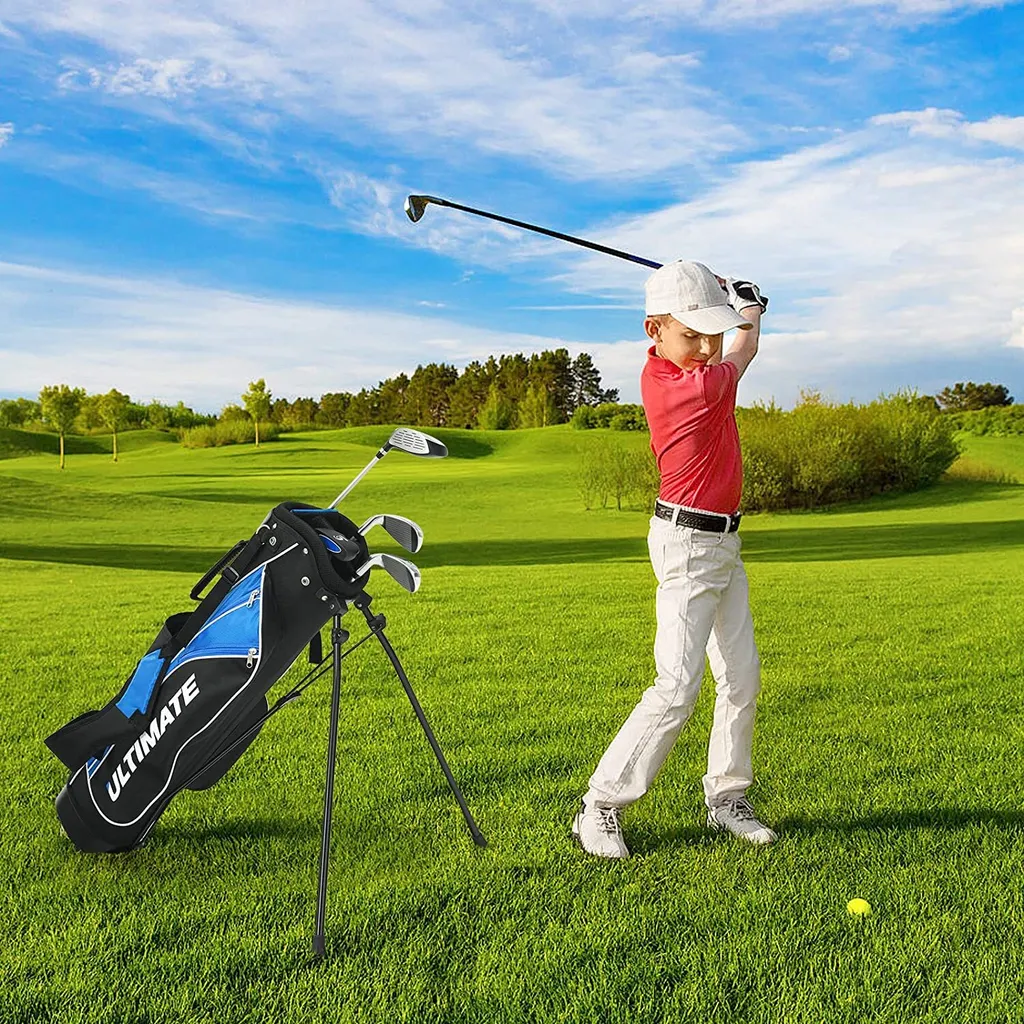 COSTWAY Set de 10 Clubs de Golf Enfants 8-10 Ans avec Sac Trépied (M)
