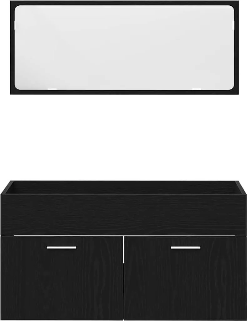 Arredo Bagno Rovere Nero 2 Pezzi: Mobile con Lavabo e Specchio - 6