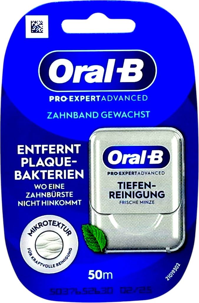 Oral-B Essential 8700216386760, Gewachste Zahnseide, Flach, Minze, Grau, 50 m, 1 Stück(e)