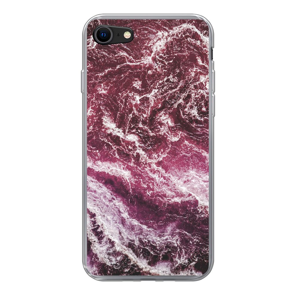 MuchoWow Handyhülle Schutzhülle Hülle für iPhone 8 Natursteine - Lila - Marmor Silikon Softcase Handy Hülle - Schutzhaube