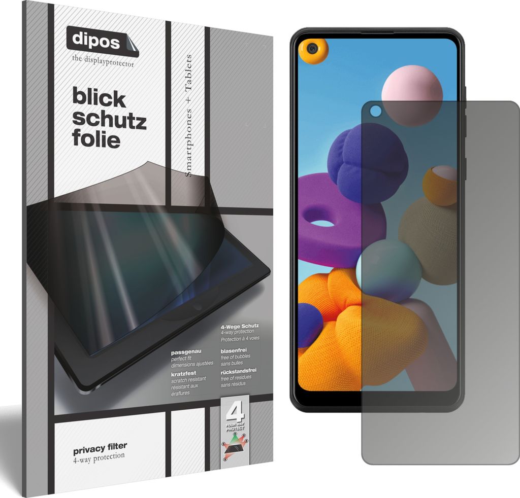 Schutzfolie für Samsung Galaxy A21 mit Sichtschutz Blickschutz Folie