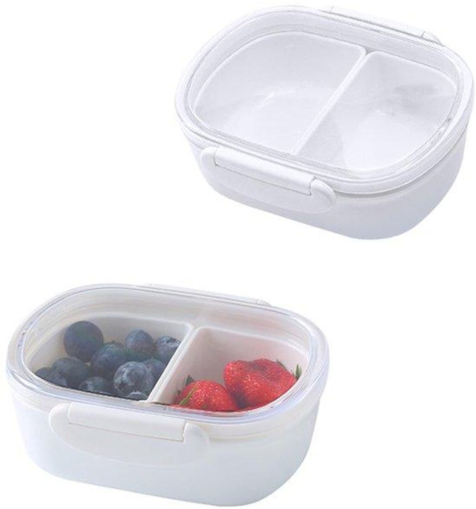 2-teilig Bento Snackbox mit 2 Fächern, 13,4 x 11,4 x 5,2 cm, herstellbare kleine Snackbehälter für den Minikühlschrank