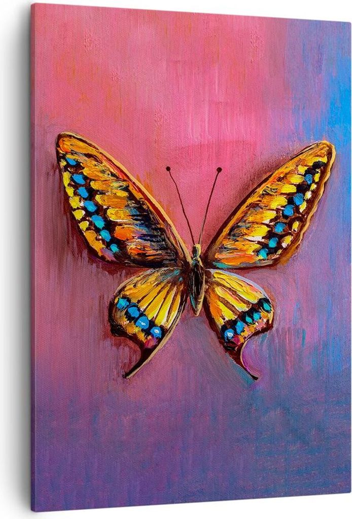 Bild auf Leinwand - Leinwandbild - Einteilig - Schmetterling bunt gemalt - 50x70cm - Wand Bild - Wanddeko - Wandbilder - Leinwanddruck - Wanddekora...