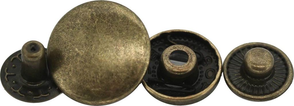 200 Stk Druckknopf Set rund S-Feder Verschlüsse Schnappknopf Metall Größen- /Farbwahl, Farbe:altmessing, Größe:12.5mm