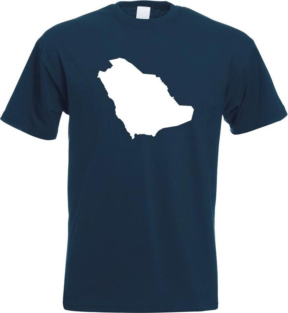 Kiwistar - T-Shirt - Navy - Saudi-Arabien Umriss Kontur Herren Funshirt Bedruckt Design Sprüche Spruch Motive - mit Motiv Bedruckt - Funshirt Desi...