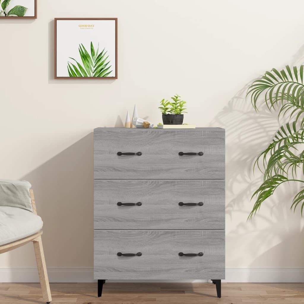 "Rabatt" Mehrzweckschrank/Vitrine/Sideboard - Modernes Design - Grau Sonoma 69,5x34x90 cm Holzwerkstoff - Kommoden CC21461