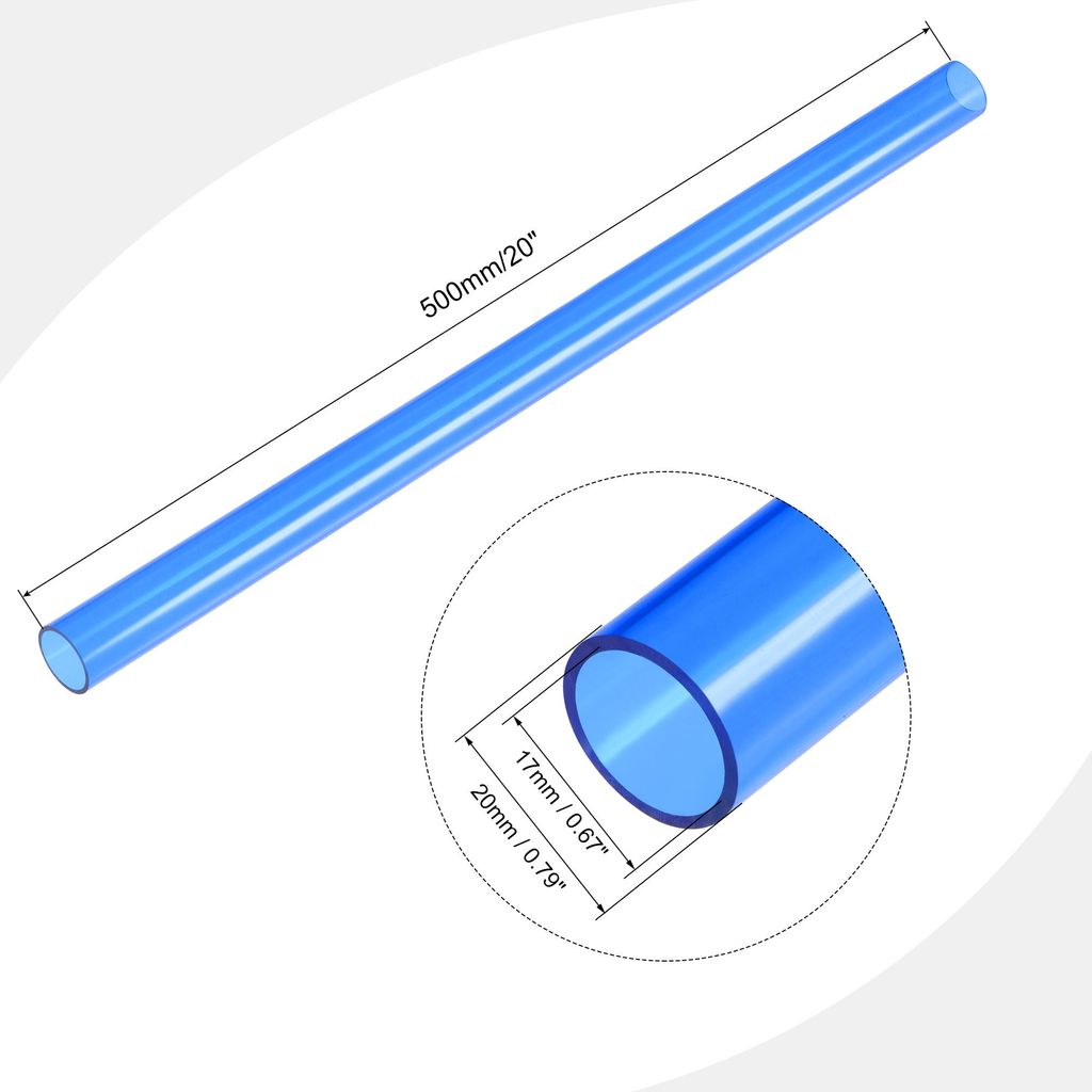 PVC Transparent Rohr, Innendurchmesser 17mm Durchmesser 20mm L?NGE 500mm Acryl Kunststoffrohr fš¹r Lampenbau, Stehlampen, M?bel (Blau)