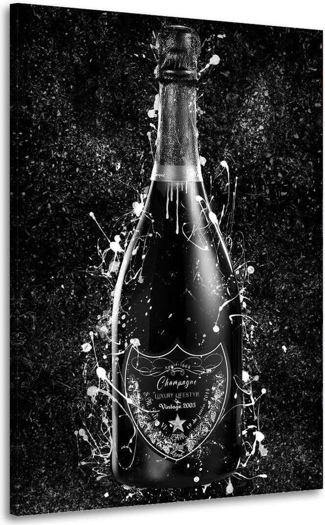 Wandbild Leinwandbild Flasche, schwarz & weiß Kunstdruck XXL Wanddeko: 80x120x4cm