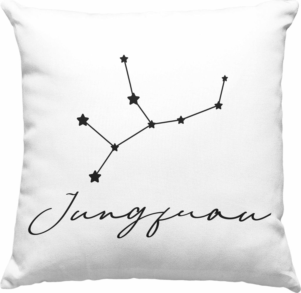 Trendation - Jungfrau Sternzeichen Deko-Kissen mit Füllung 40x40 Geschenk Horoskop Tierkreiszeichen (Grün)