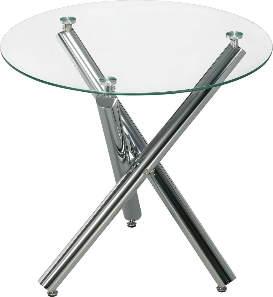 HOMCOM Esstisch, Runder Küchentisch Esszimmertisch für 4 Personen, Beistelltisch, Glastisch, Kaffeetisch, Wohnzimmertisch, Stahl, Transparent, Ø...