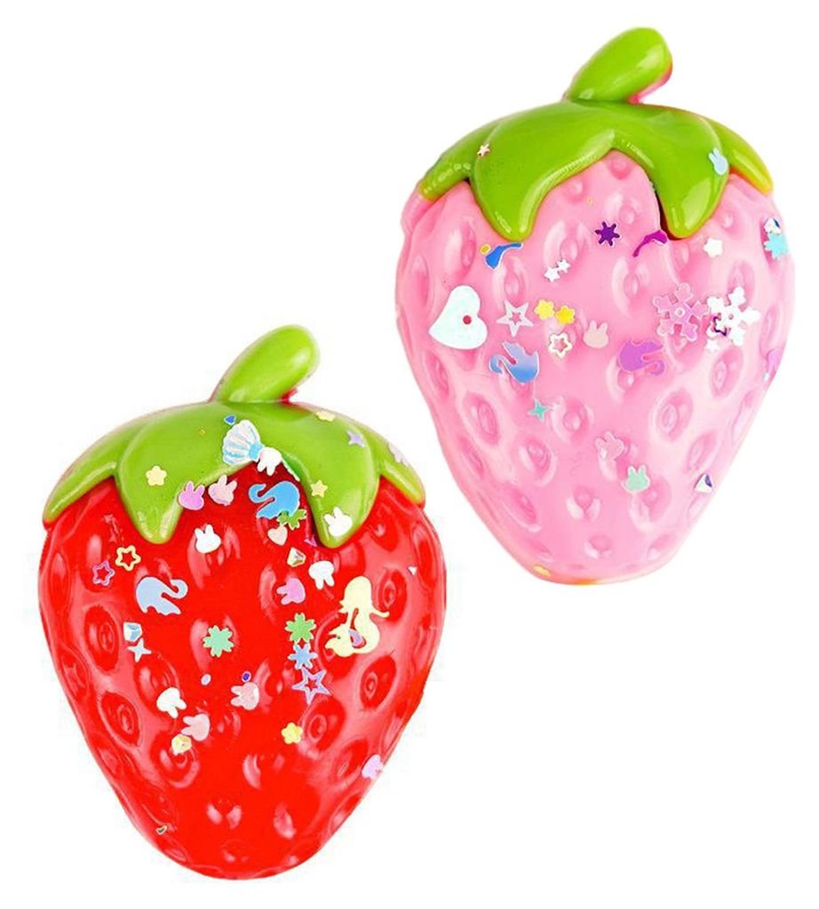 Erdbeer-Quetschspielzeug mit Pailletten, realistische Erdbeerform, Stressball mit langsamem Rückprall, sensorisches Fruchtspielzeug zum Mitmachen