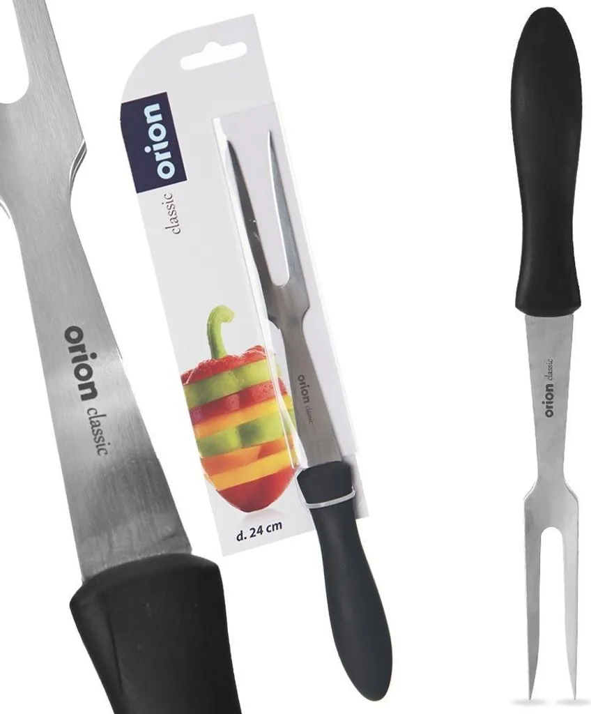 Forchetta da cucina professionale in acciaio inox e plastica nera - 22cm - 7