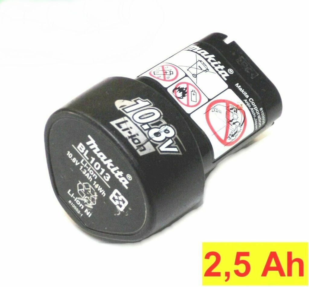 Original Makita Akku BL 1013 - 10,8 V Neubestückt mit 2,5 Ah Li