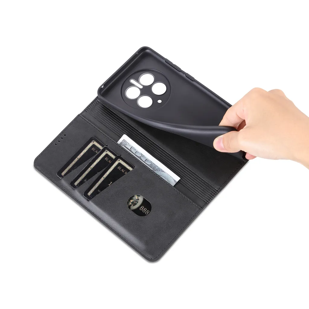 Custodia Libro Huawei Mate 50 Pro Nera con Calamita e Porta Carte - 7