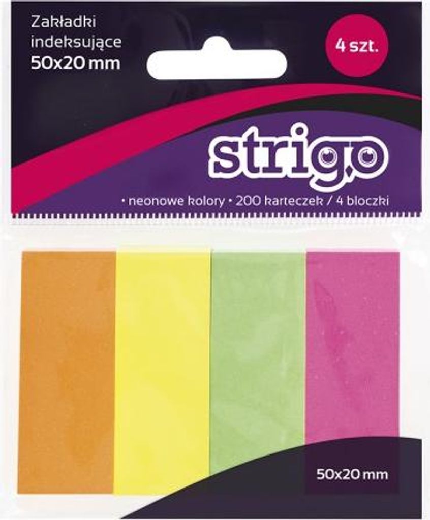 Haftnotizen 50x20mm 200K neon STRIGO