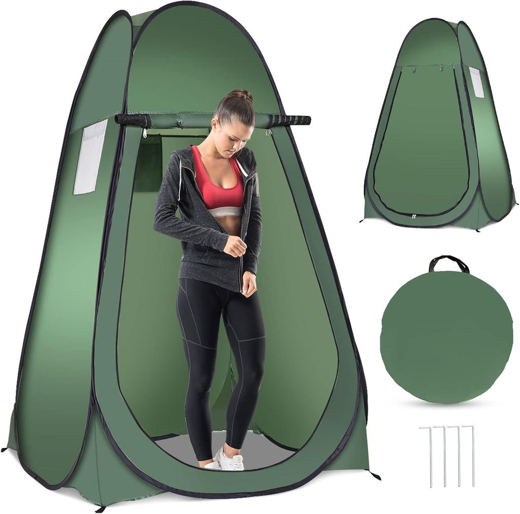 COSTWAY Campingzelt Duschzelt Pop-up Zelt Toilettenzelt Beistellzelt Lagerzelt Umkleidezelt Trekkingzelt mit Tragetasche 120x120x190cm