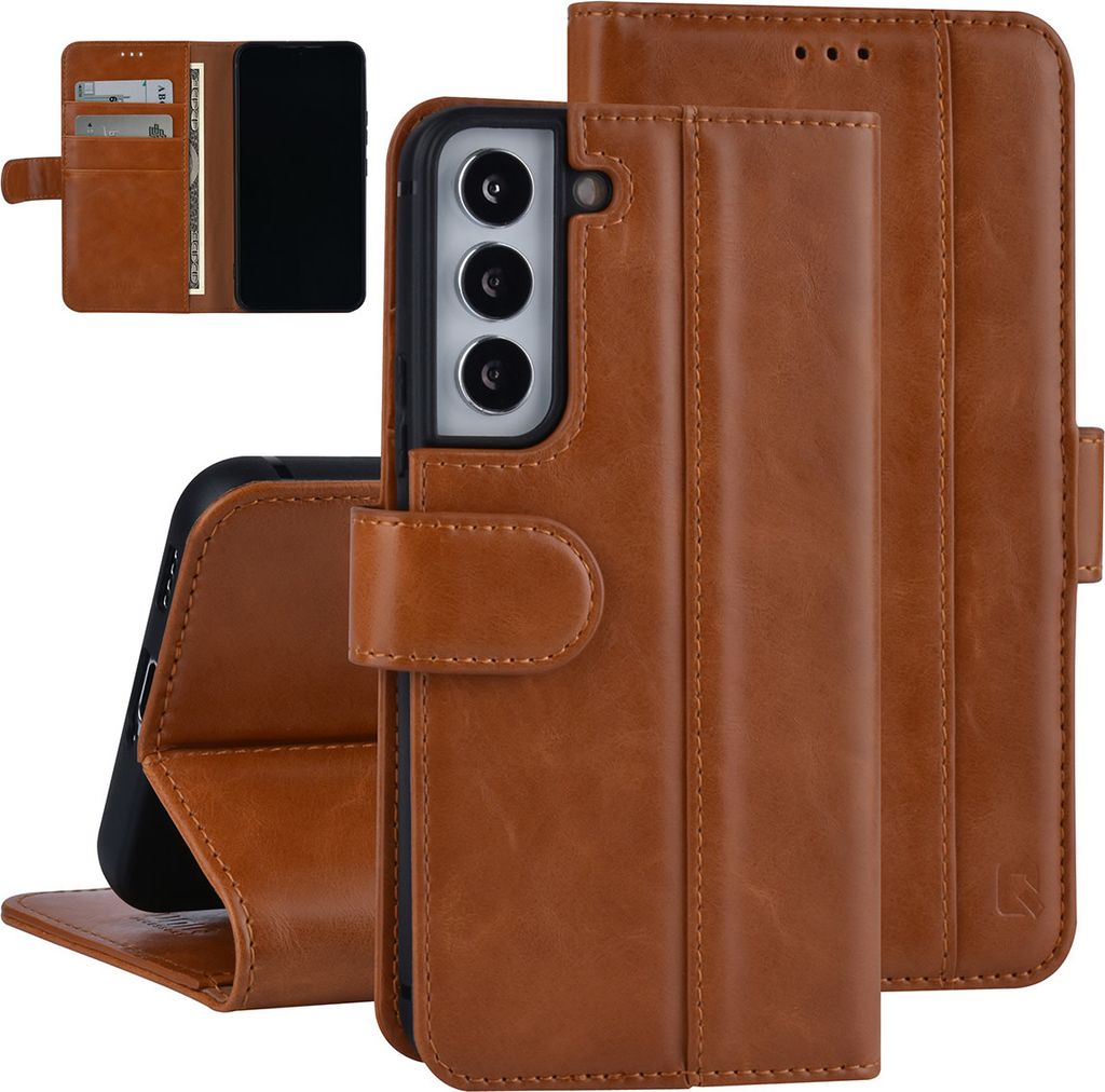UNIQ Accessory Samsung Galaxy S22 Book type case - Kartenhalter für 3 Karten - Magnetischer Verschluss - Braun